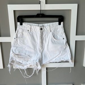 Rolla’s Size 27 Distressed White Jean Shorts